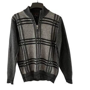 CUSERI Mens Gray Wool  Blend 1/4l Zip Sweater Small  Made in Italy